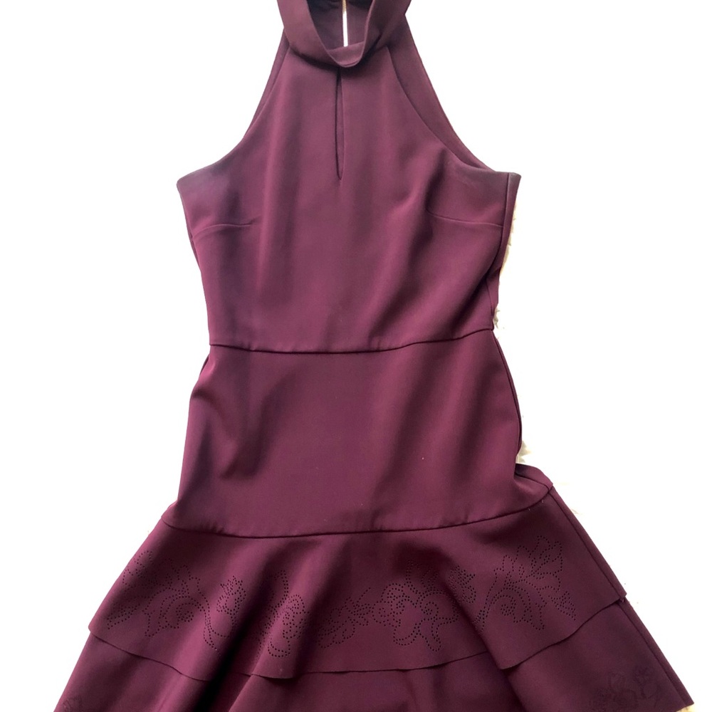 High-Neck Plum Dress